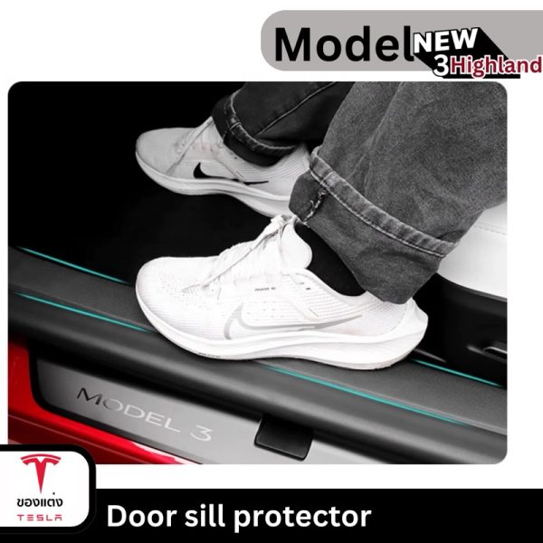 พลาสติกกันรอยด้านข้างประตู Door Sill Protector สำหรับ Tesla Model 3Highland - ติดตั้งง่าย ทนทาน พร้อมส่งทันที - Image 5