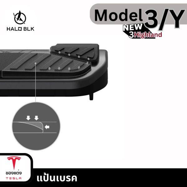 แป้นเบรค Haloblk Pedal สำหรับ Tesla Model 3/3Highland/Y - สีดำ พร้อมส่งทันที - Image 2