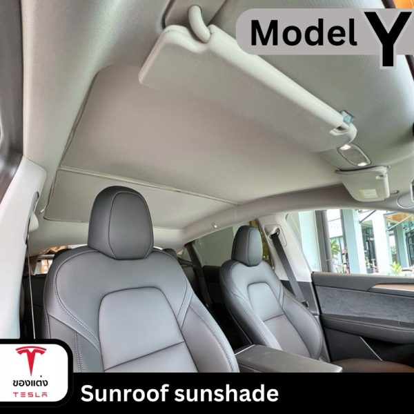 ม่านบังแดด Sunroof สำหรับ Tesla Model 3Highland/Y - แบบพับเก็บได้ พร้อมคลิปพลาสติก ติดตั้งง่าย พร้อมส่งทันที - Image 3