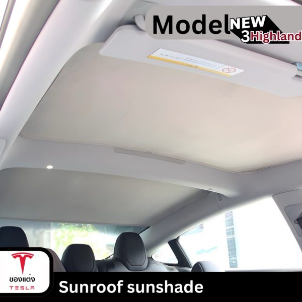 ม่านบังแดด Sunroof สำหรับ Tesla Model 3Highland/Y - แบบพับเก็บได้ พร้อมคลิปพลาสติก ติดตั้งง่าย พร้อมส่งทันที - Image 5